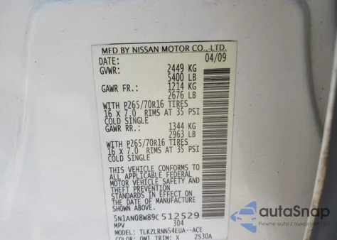 2009 Nissan Xterra S from USA, damaged, VIN 5N1AN08W89C512529